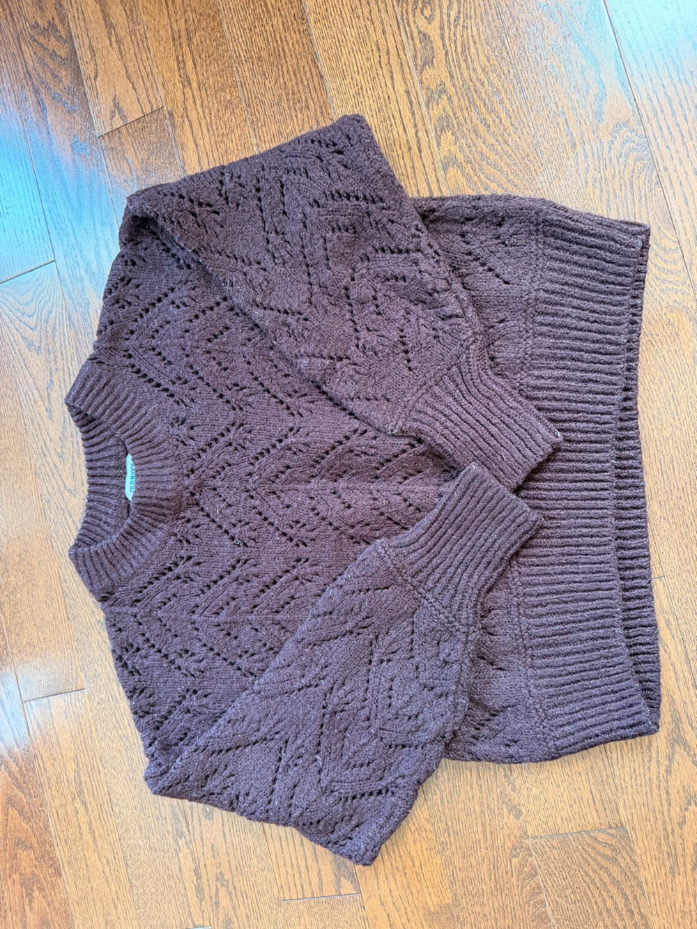 Old Navy Dark Brown Pointelle Crewneck Sweater